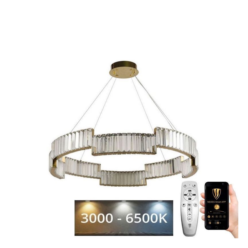 Lustră LED dimabilă pe cablu LED/60W/230V 3000-6500K auriu + telecomandă