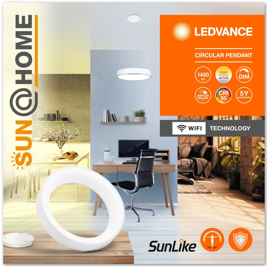 Lustră LED dimabilă pe cablu Ledvance SUN@HOME CIRCULAR LED/18,5W/230V Wi-Fi