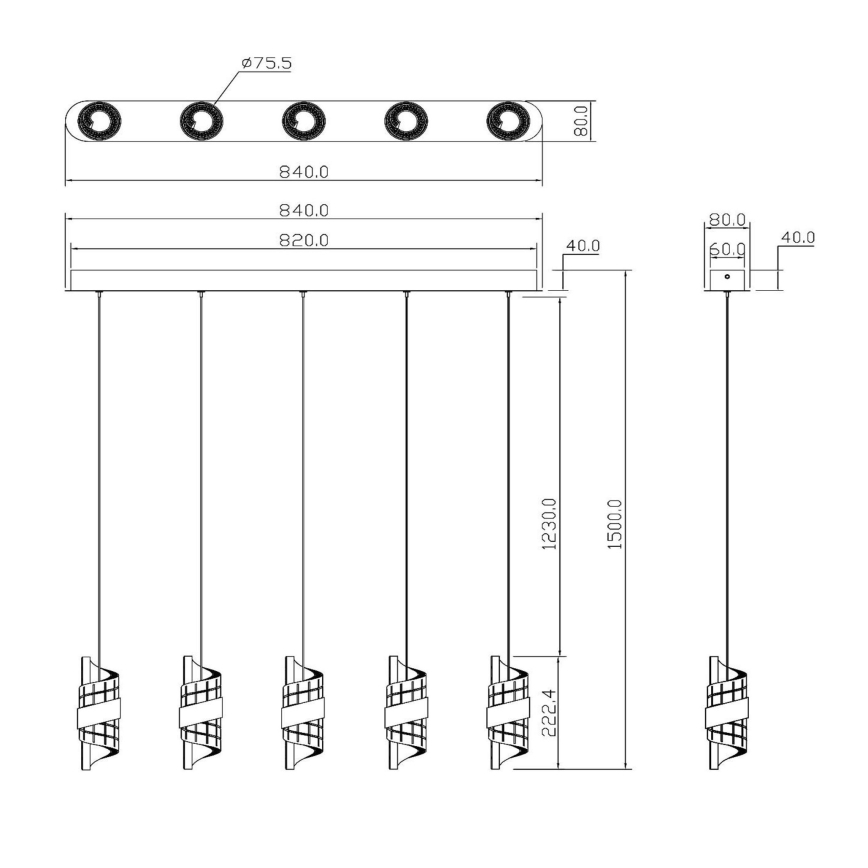 Lustră LED dimabilă pe cablu Lucide 13496/35/30 KLIGANDE 5xLED/7,8W/230V