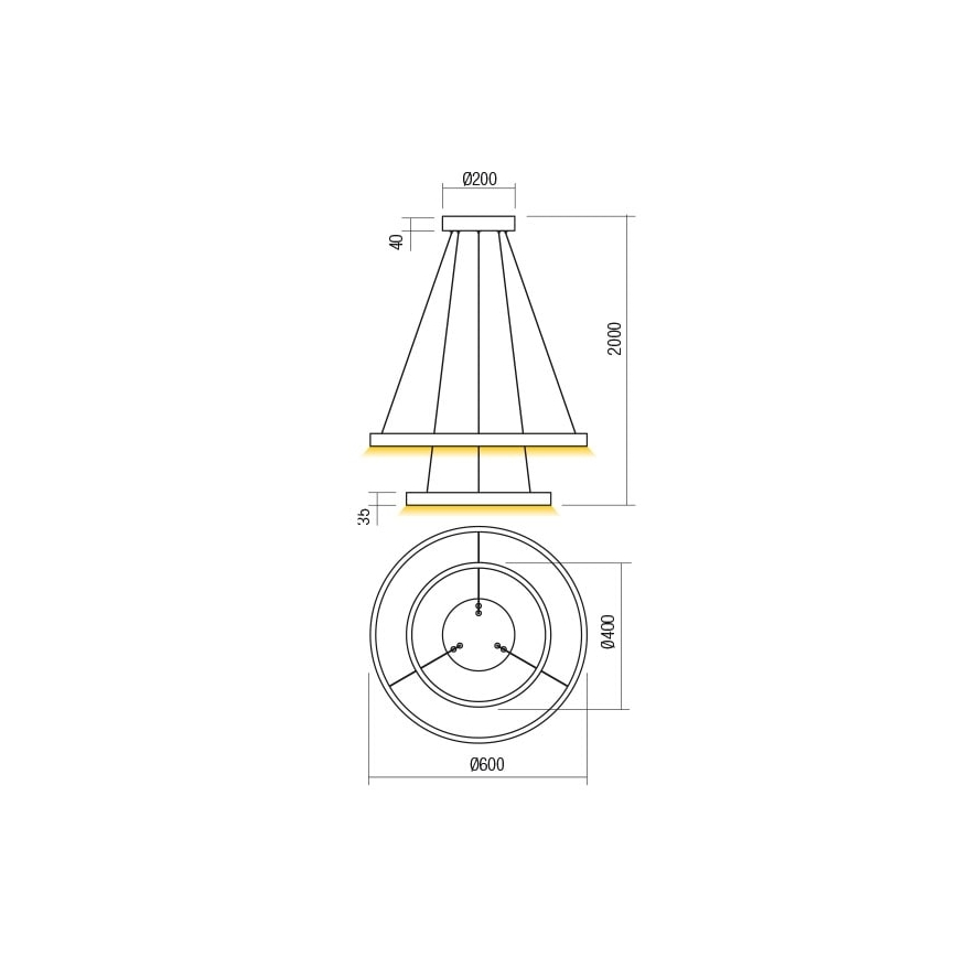 Lustră LED dimabilă pe cablu Redo 01-2889 FEBE LED/62W/230V auriu