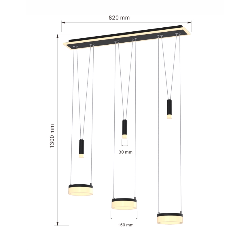 Lustră LED dimabilă pe cablu Wofi 7054-702 JESSE LED/27,5W/230V negru