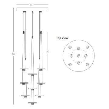 Lustră LED dimabilă pe cablu Zambelis 22113 9xLED/3W/230V CRI90 negru