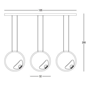 Lustră LED dimabilă pe cablu Zambelis 23029 3xLED/7W/230V 3000K auriu