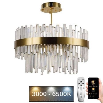 Lustră LED dimabilă pe tijă LED/80W/230V 3000-6500K auriu + telecomandă