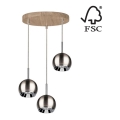 Lustră LED pe cablu BALL WOOD 3xGU10/5W/230V