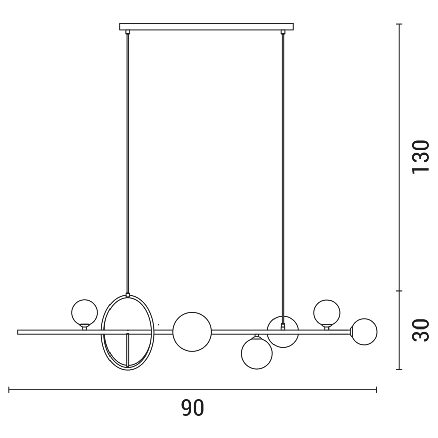 Lustră LED pe cablu LED/8W/230V + 6xG9/4W/230V negru