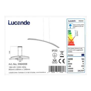 Lustră LED pe cablu LORIAN LED/19W/230V Lucande