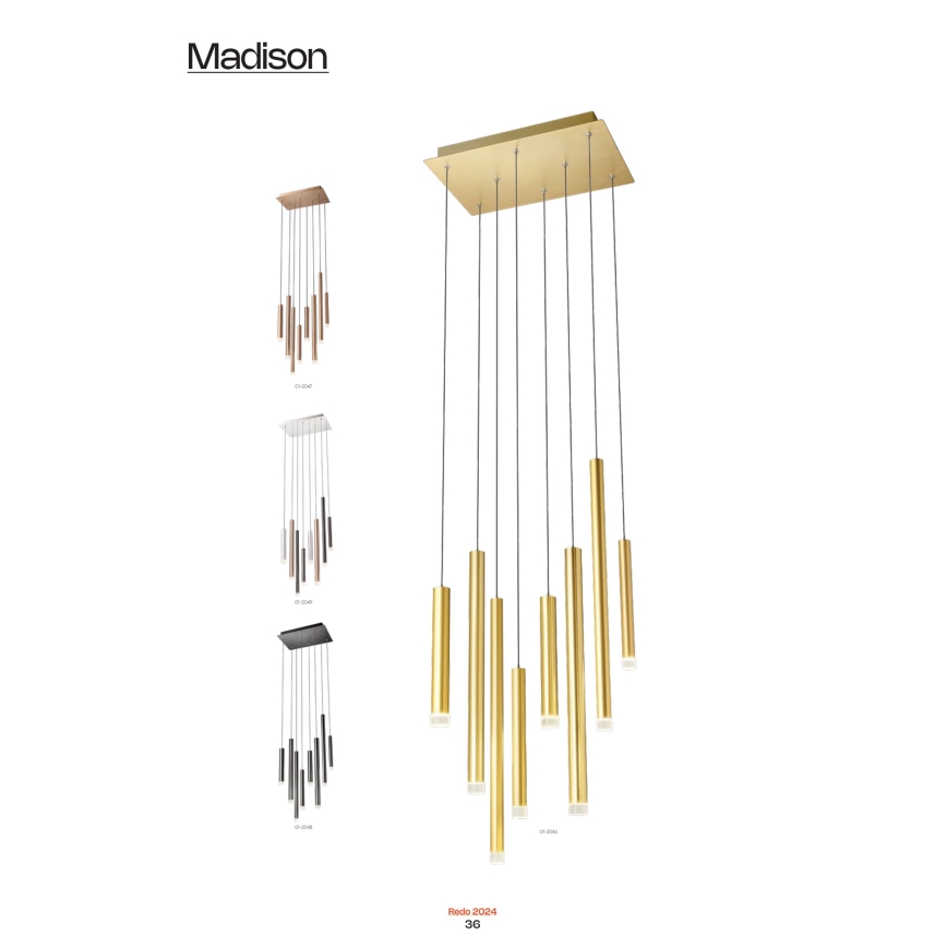 Lustră LED pe cablu MADISON Redo 01-2046 8xLED/4W/230V auriu