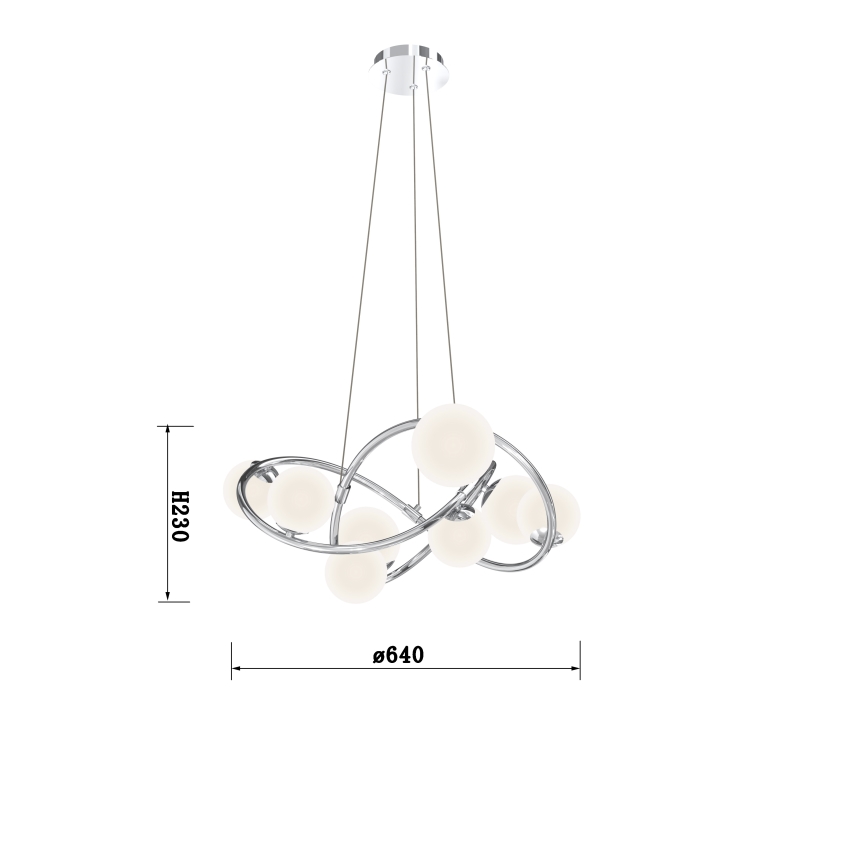 Lustră LED pe cablu NANCY Wofi 7014-807 8xG9/3,5W/230V crom lucios