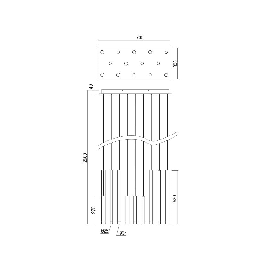 Lustră LED pe cablu Redo 01-2057 MADISON 14xLED/4W/230V crom lucios/negru/cupru