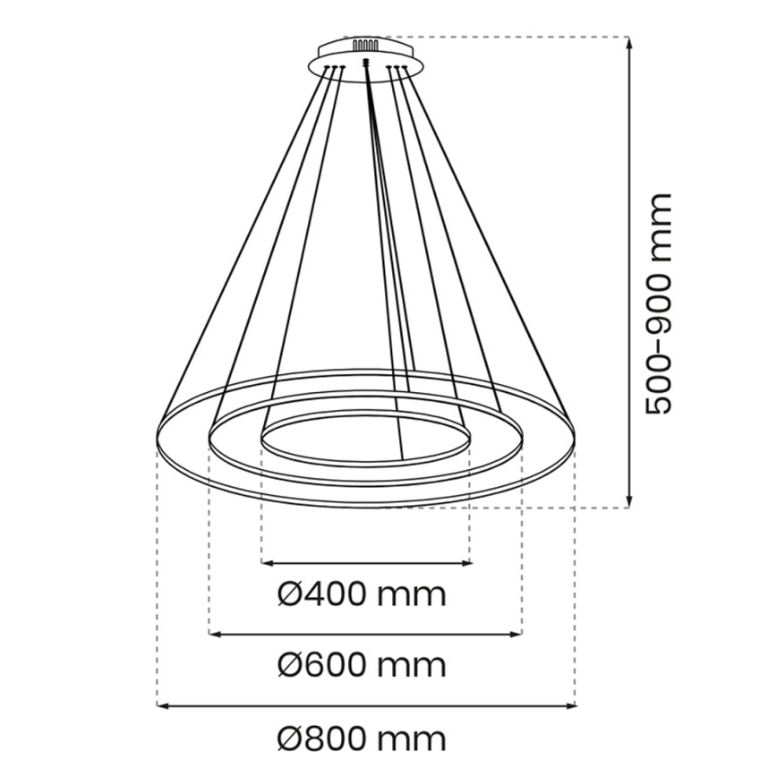 Lustră LED pe cablu ROTONDA LED/93W/230V aurie