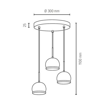 Lustră LED pe cablu BALL WOOD 3xGU10/5W/230V