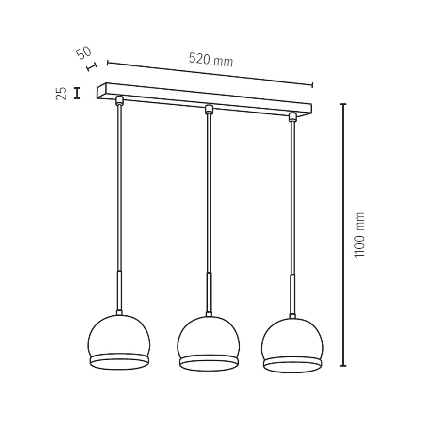 Lustră LED pe cablu BALL WOOD 3xGU10/5W/230V