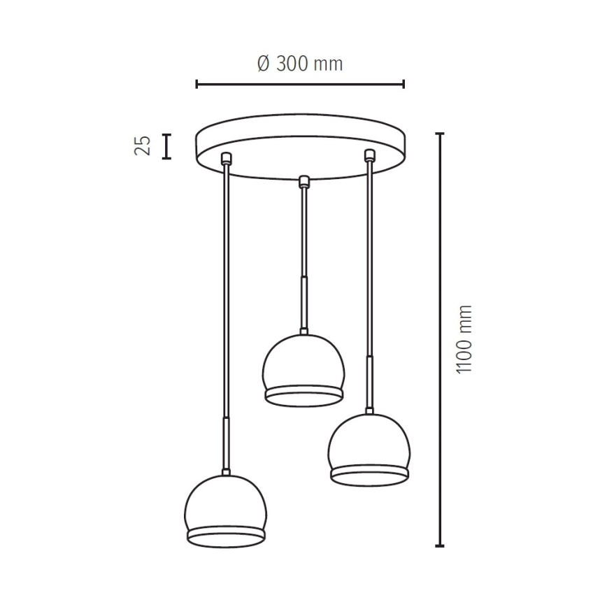 Lustră LED pe cablu BALL WOOD 3xGU10/5W/230V