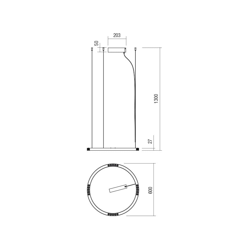 Lustră LED pe cablu UNION Redo 01-2202 LED/34W/230V 3000K d. 60 cm alb