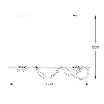 Lustră LED pe cablu Zuma Line LED/60W/230V 3000/4000/6000K negru/auriu