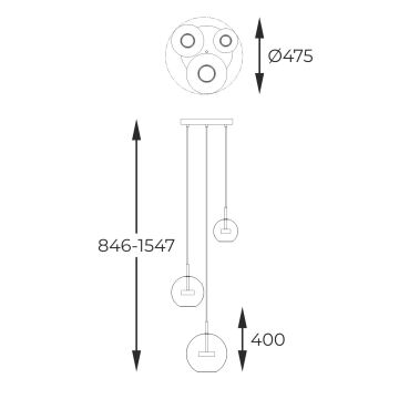 Lustră LED pe cablu ENCELADUS 3xLED/5W/230V argintiu