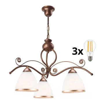 Lustră LED pe lanț Brilagi ANTICO 3xE27/60W/230V bronz patină