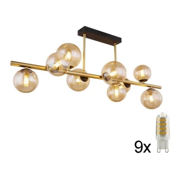 Lustră LED pe tijă 9xG9/3W/230V alamă Globo