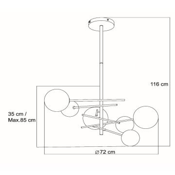 Lustră LED pe tijă Lucide 46417/06/30 ALARA 6xG4/1,5W/230V negru