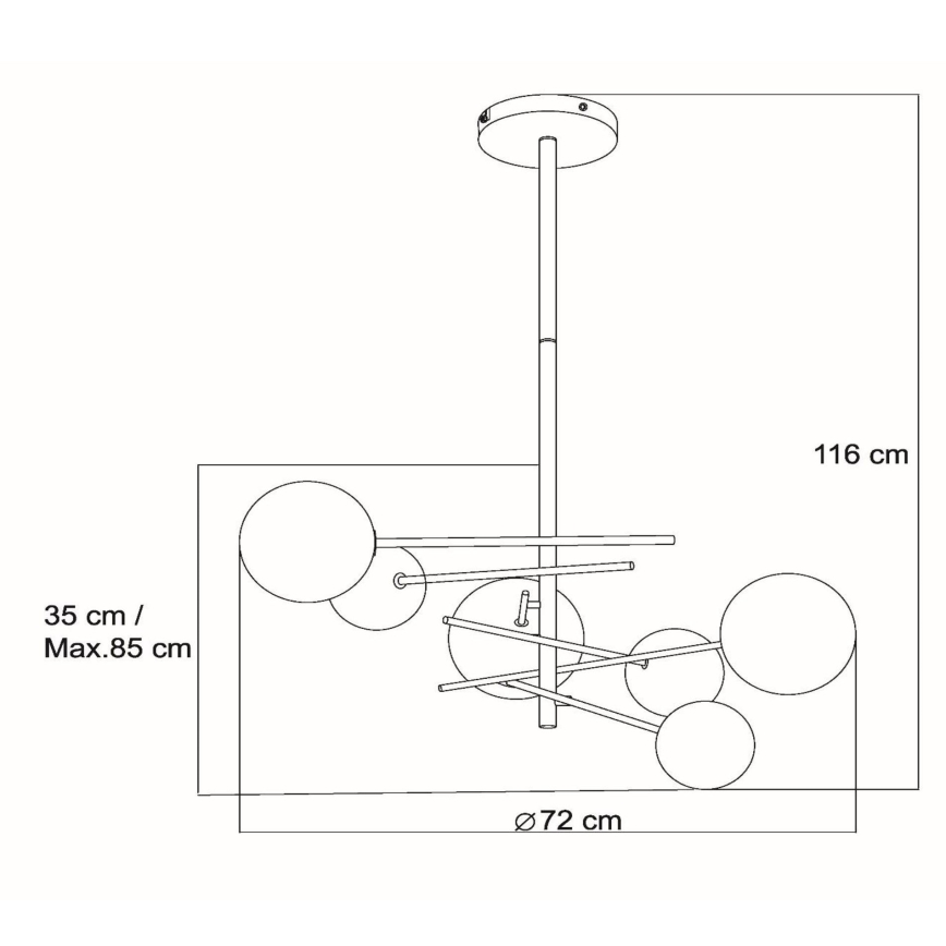 Lustră LED pe tijă Lucide 46417/06/30 ALARA 6xG4/1,5W/230V negru