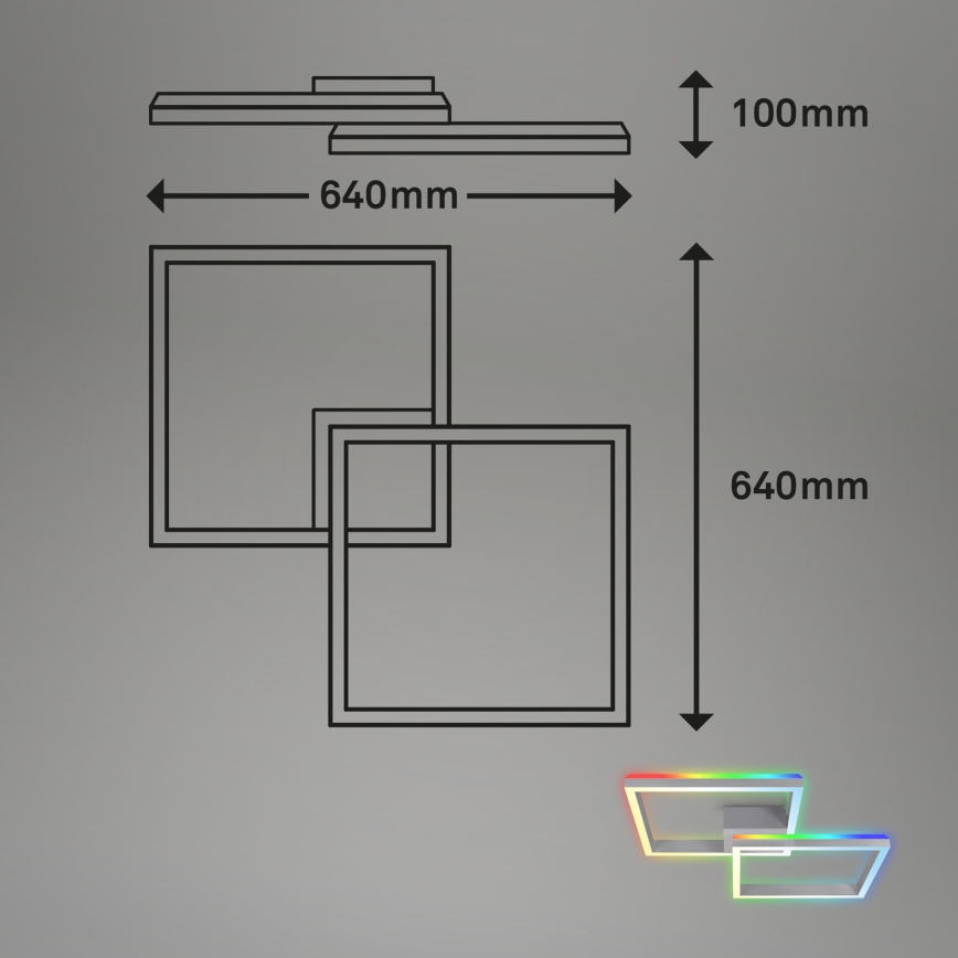 Lustră LED RGBW dimabilă aplicată FRAME 2xLED/17W/230V 2700-6500K Brilo + telecomandă