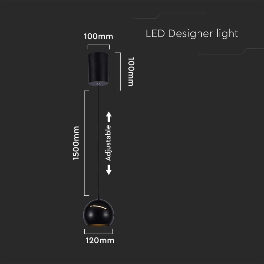 Lustră LED tactilă pe cablu LED/8,5W/230V 3000K negru