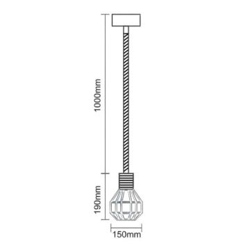 Lustră pe cablu 1xE27/60W/230V d. 15 cm