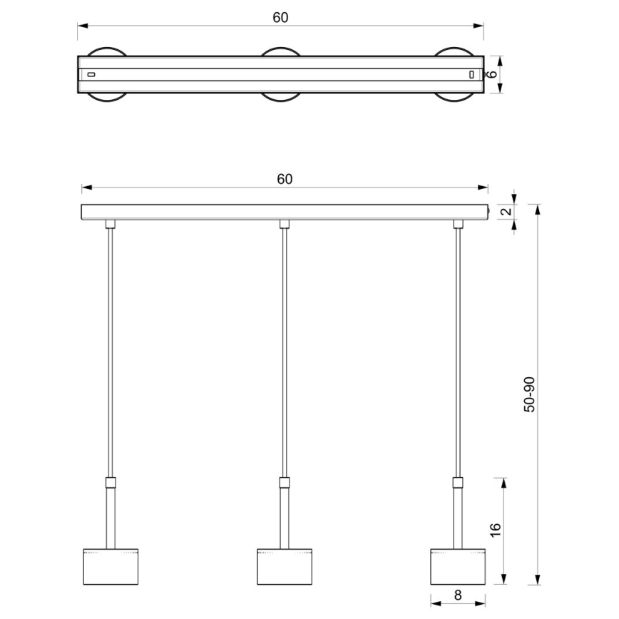 Lustră pe cablu ARENA 3xGX53/11W/230V albastră/aurie