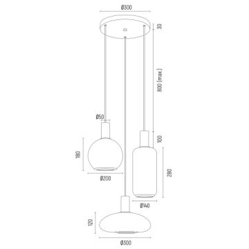 Lustră pe cablu Argon 6323 SAGUNTO PLUS 3xE27/15W/230V