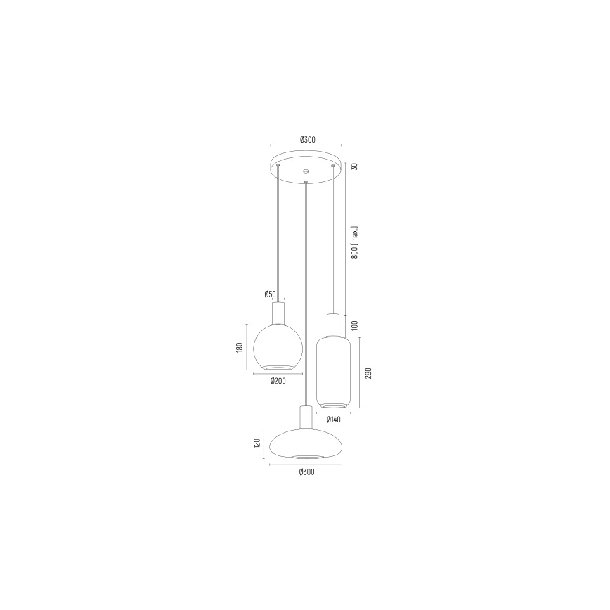 Lustră pe cablu Argon 6323 SAGUNTO PLUS 3xE27/15W/230V