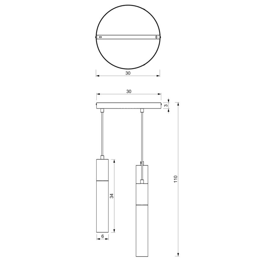 Lustră pe cablu CASSA 3xGU10/60W/230V neagră rotundă