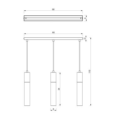 Lustră pe cablu CASSA 3xGU10/8W/230V albă/aurie