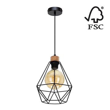 Lustră pe cablu DIAMENT 1xE27/60W/230V stejar – certificat FSC