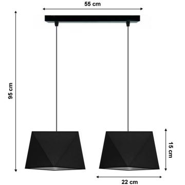 Lustră pe cablu DIAMENT 2xE27/60W/230V negru