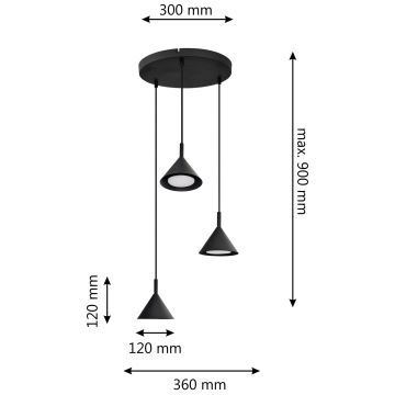 Lustră pe cablu ETNA 3xGX53/10W/230V negru