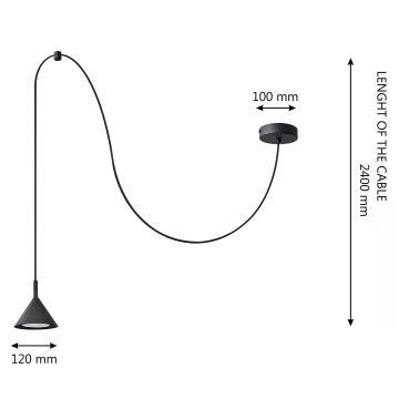 Lustră pe cablu ETNA LONG 1xGX53/15W/230V negru