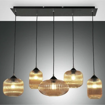 Lustră pe cablu GILLIS 5xE27/40W/230V auriu/transparent Fabas Luce 3627-48-125