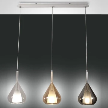 Lustră pe cablu LILA 3xE27/40W/230V transparent/auriu/gri Fabas Luce 3481-48-297