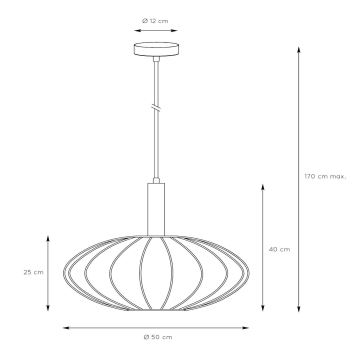 Lustră pe cablu Lucide 03447/52/30 CORINA 1xE27/40W/230V d. 50 cm negru