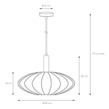 Lustră pe cablu Lucide 03447/52/38 CORINA 1xE27/40W/230V d. 50 cm crem