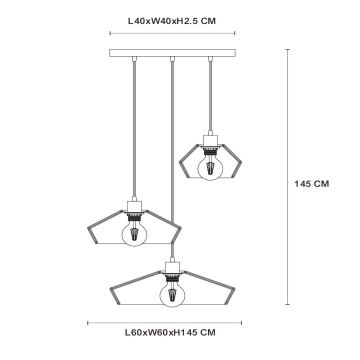 Lustră pe cablu Lucide 10413/03/72 YUNKAI 3xE27/60W/230V maro