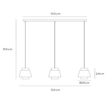 Lustră pe cablu Lucide 21435/03/38 TRIBUTE 3xE27/40W/230V crem