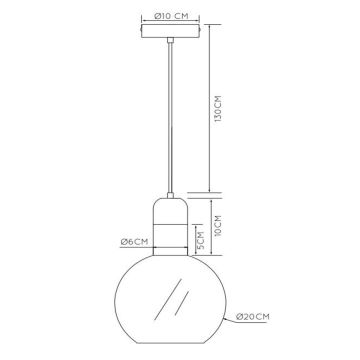 Lustră pe cablu Lucide 34438/20/61 JULIUS 1xE27/40W/230V d. 20 cm