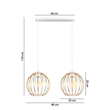 Lustră pe cablu MATT 2xE27/60W/230V albă/cupru