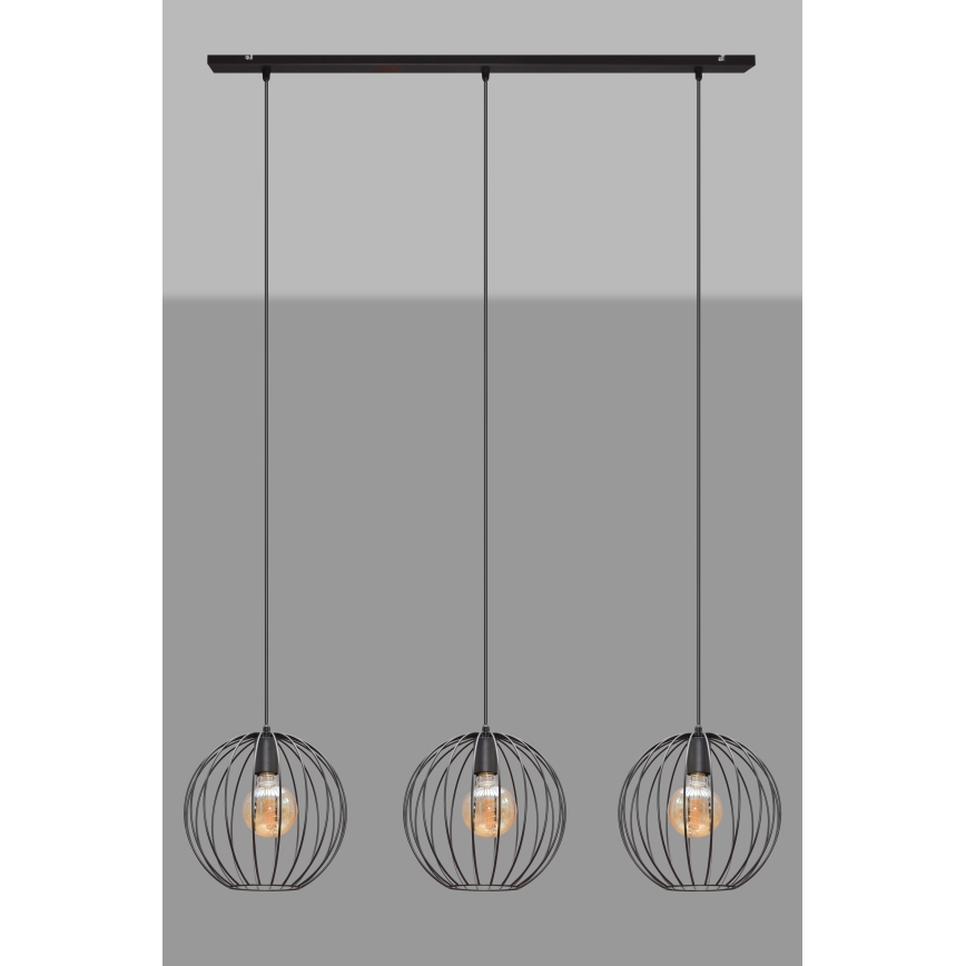 Lustră pe cablu MERCURE 3xE27/60W/230V neagră