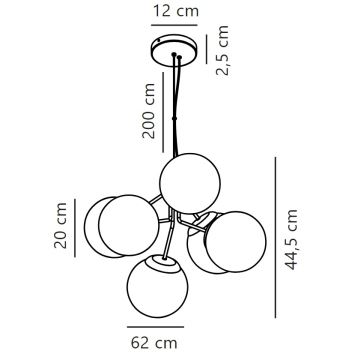 Lustră pe cablu Nordlux IVONA 6xE27/28W/230V auriu