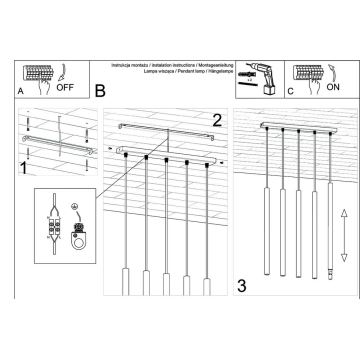 Lustră pe cablu PASTELO 5xG9/12W/230V alb