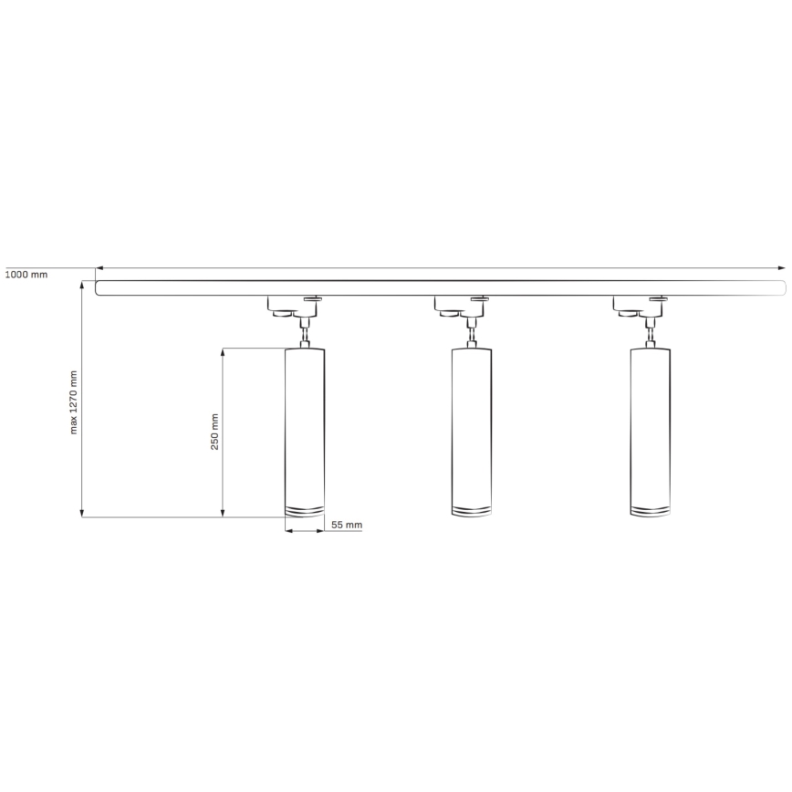 Lustră pe cablu pentru sistem de șină PARIS 3xGU10/10W/230V + sistem de șină 1 m alb