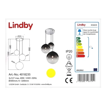 Lustră pe cablu ROBYN 3xE27/40W/230V Lindby